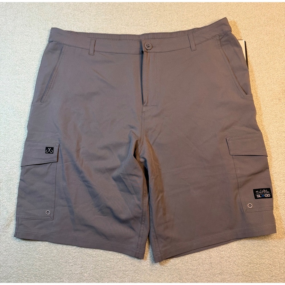Salt Life SLX-QD Mens Performance Cargo Shorts Grey Size 38 NWT Quick Dry